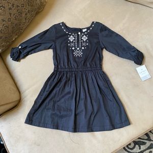 New Black Dress With White Embroidery Detail
